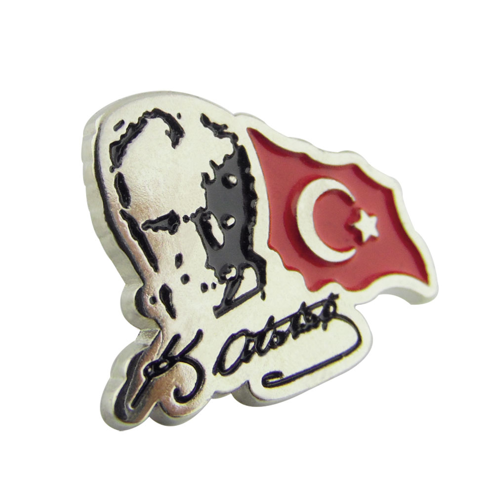 Mustafa Kemal Atatürk Renkli 3D Metal Rozet Çalışmamız